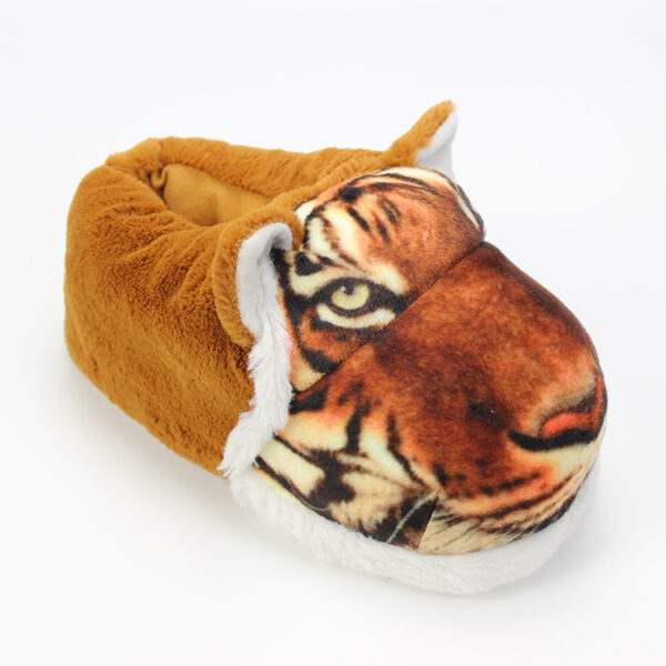 Hot sale fashionable plush anti-slip 3D animal design tiger dog chimpanzee bedroom men's home indoor warm slippers - Image 5