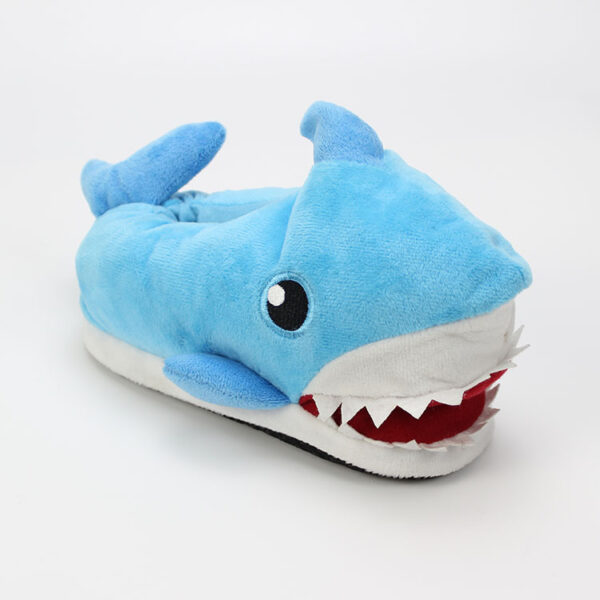 Hot sale cute 3D cartoon shark design anti-slip house shoes women indoor coral fleece home slippers warm - Image 2