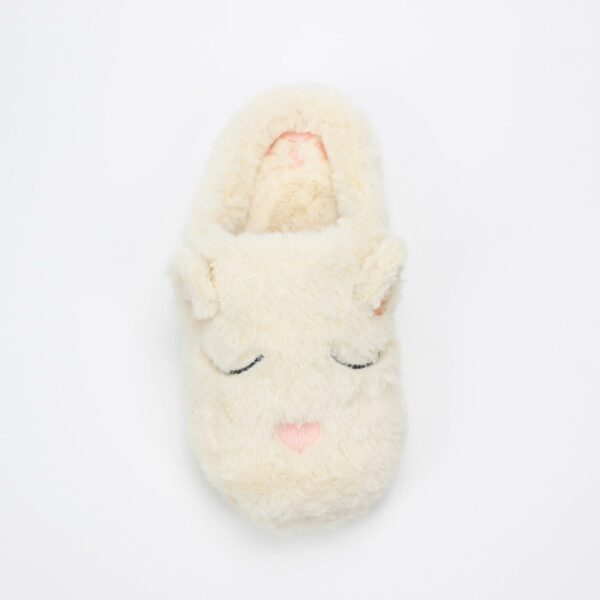 plush bear embroidery warm home woman TPR outsole indoor slipper - Image 3