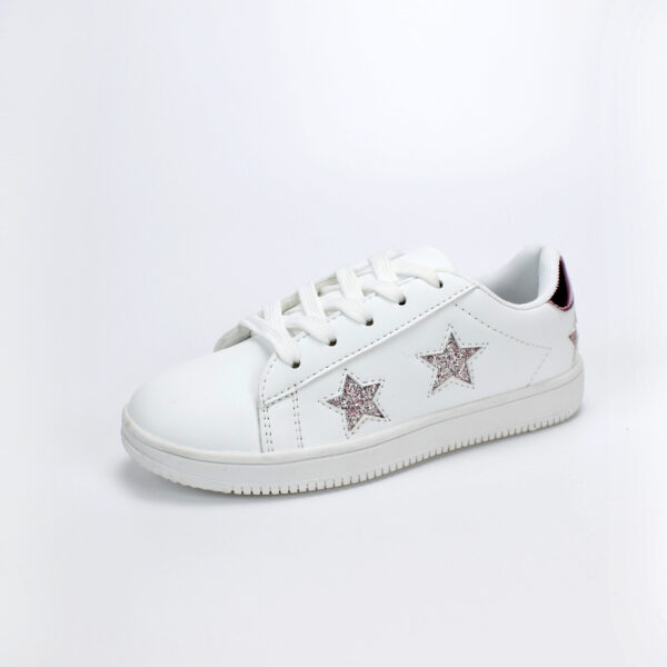 PU upper with shining star decoration fashion style white color white shoes casual sport children shoes - Image 5